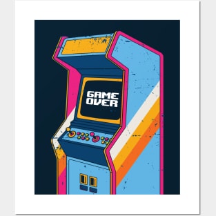 Game Over Retro Arcade Video Game Grunge Cartoon Posters and Art